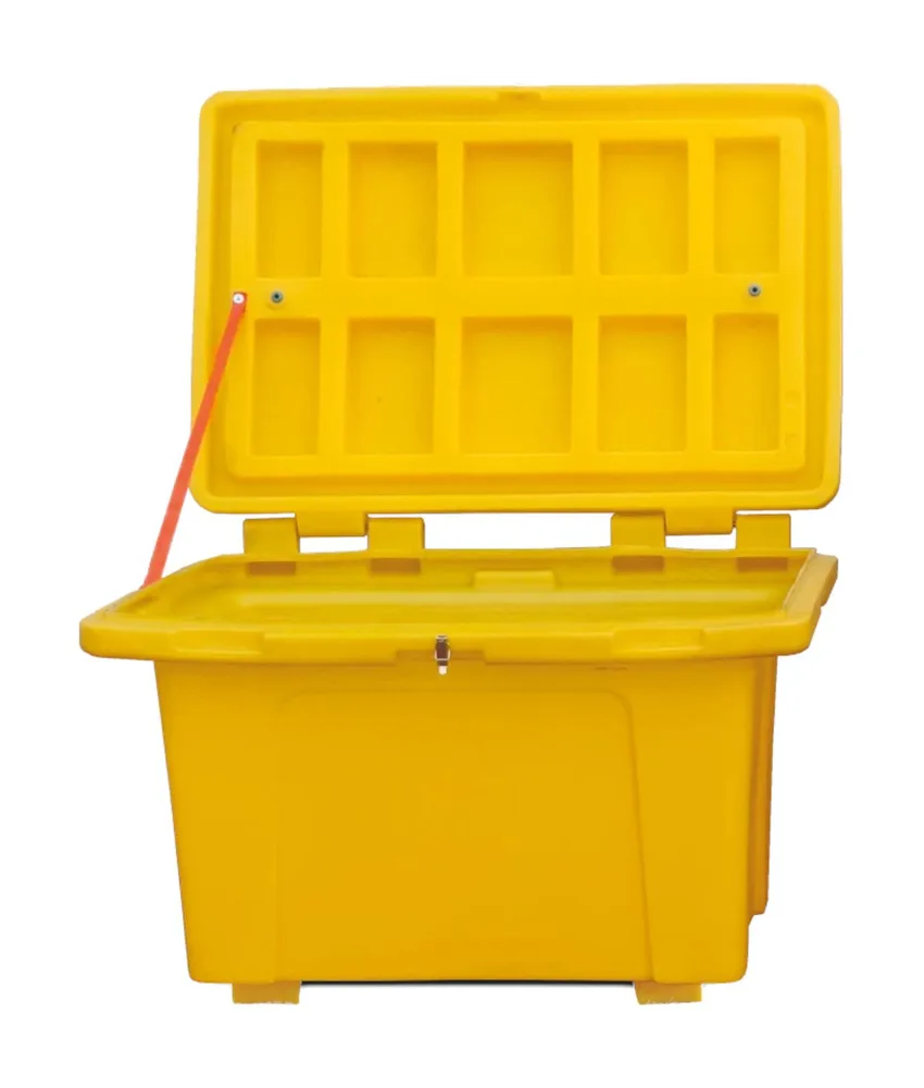 Cassa con coperchio colore giallo, in 100% polietilene - coperchio a doppia parete