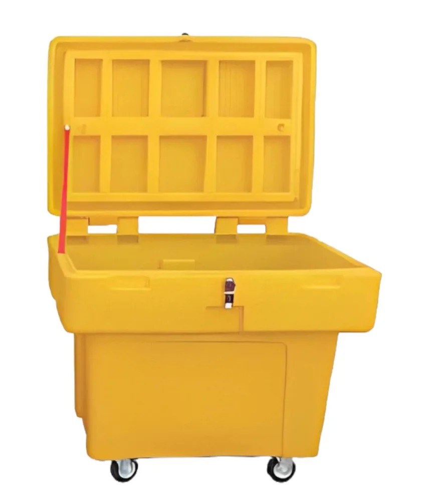 Cassa con coperchio colore giallo, in 100% polietilene - coperchio a doppia parete