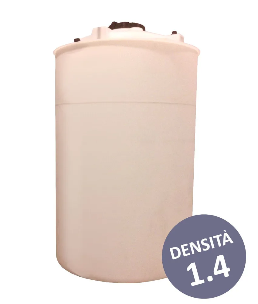 Cisterna verticale in polietilene bianco con camicia aperta per acidi, ad alta densità - varie capacità litri - con vasca cilindrica
