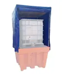 Tettoia con telo di copertura per vasca di contenimento