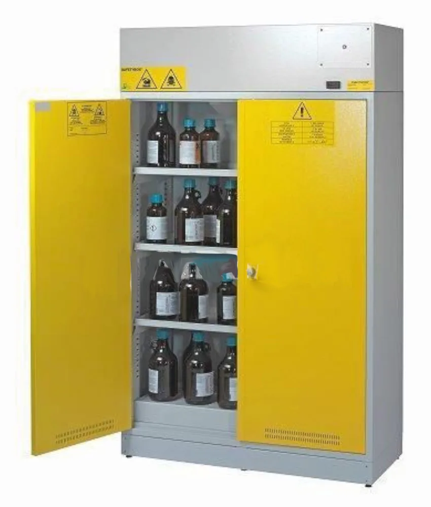 Armadio di sicurezza certificato per acidi, chimici e basi con elettroaspiratore, 1200x500x h1998 mm