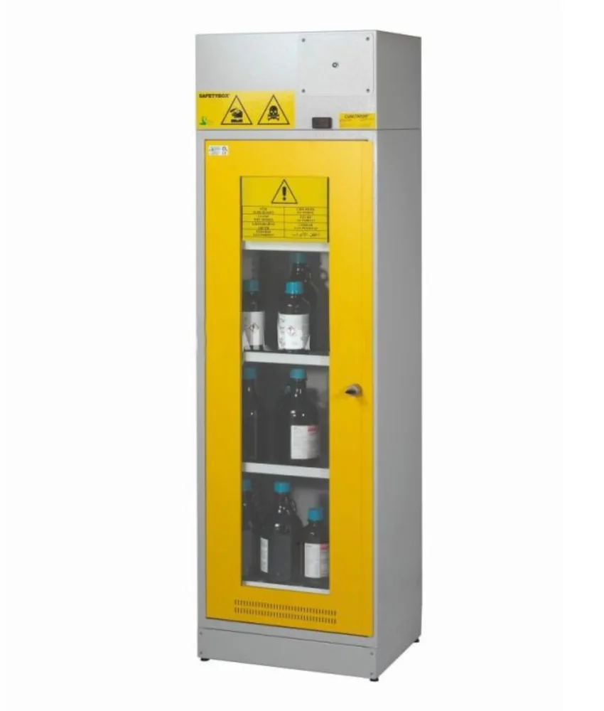 Armadio di sicurezza certificato per acidi, chimici e basi con 1 anta a vetro, 600x500x h1998 mm