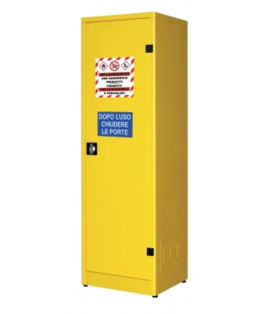 Armadio per liquidi infiammabili ad un anta., Serie MONOBLOCCO - Dim. 580 x 460 x 1800 mm (LXPXH)