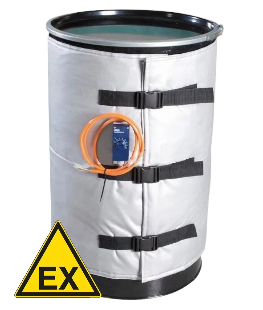 Camicia riscaldante per fusti Atex, in elastomero e fibra di vetro - rivestita al silicone
