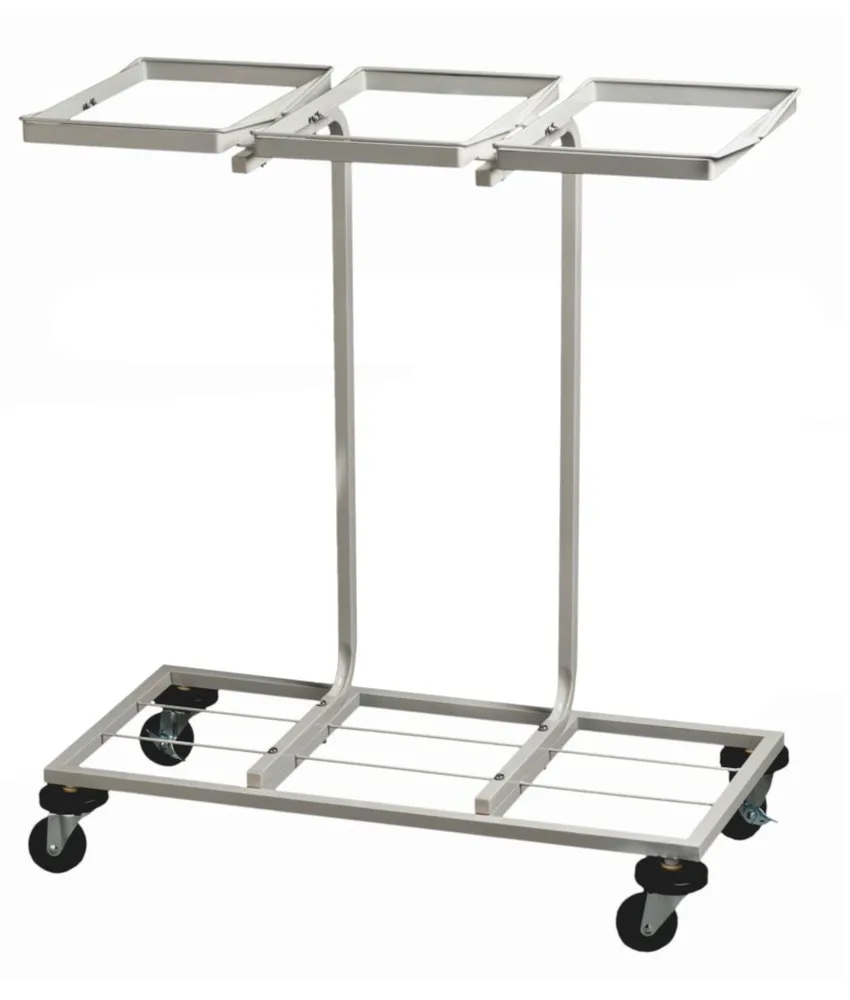 Carrello portasacco, per 3 sacchi da 100 litri - in acciaio verniciato bianco