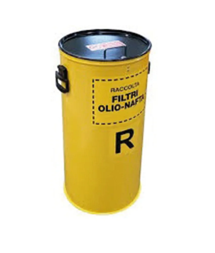 Contenitore per filtri olio usati, in acciaio - capacità 100 litri - dimensioni: diam. 400xh840 mm