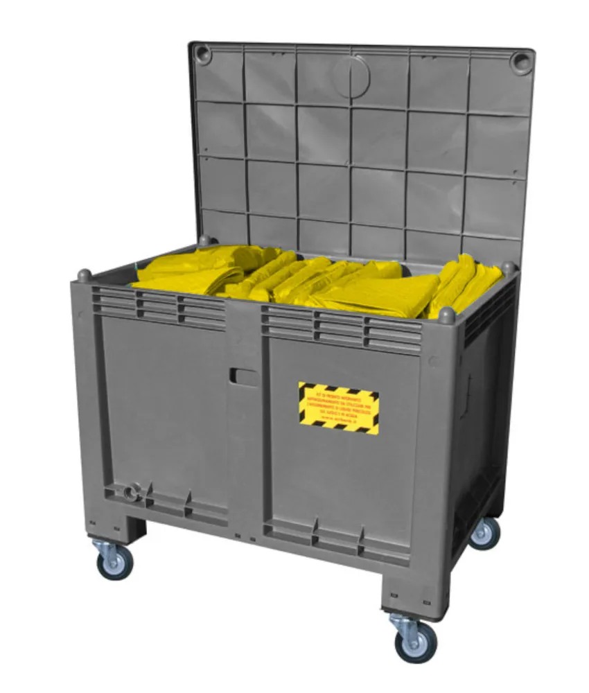 Kit contenitore chem, potere assorbente 467 L -in polipropilene - dimensioni carrello 1200x800xh990 mm