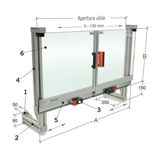 Protezione per rettificatrice con guide telescopiche