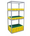 Scaffale con vaschette contenitive in polietilene