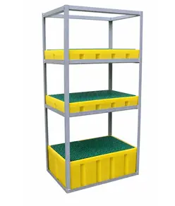 Scaffale con vaschette contenitive in polietilene