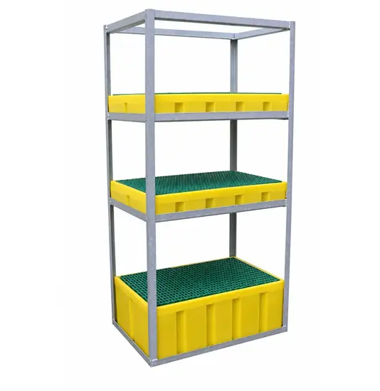 Scaffale con vaschette contenitive in polietilene