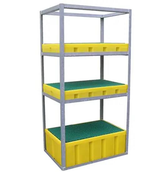 Scaffale con vaschette contenitive in polietilene
