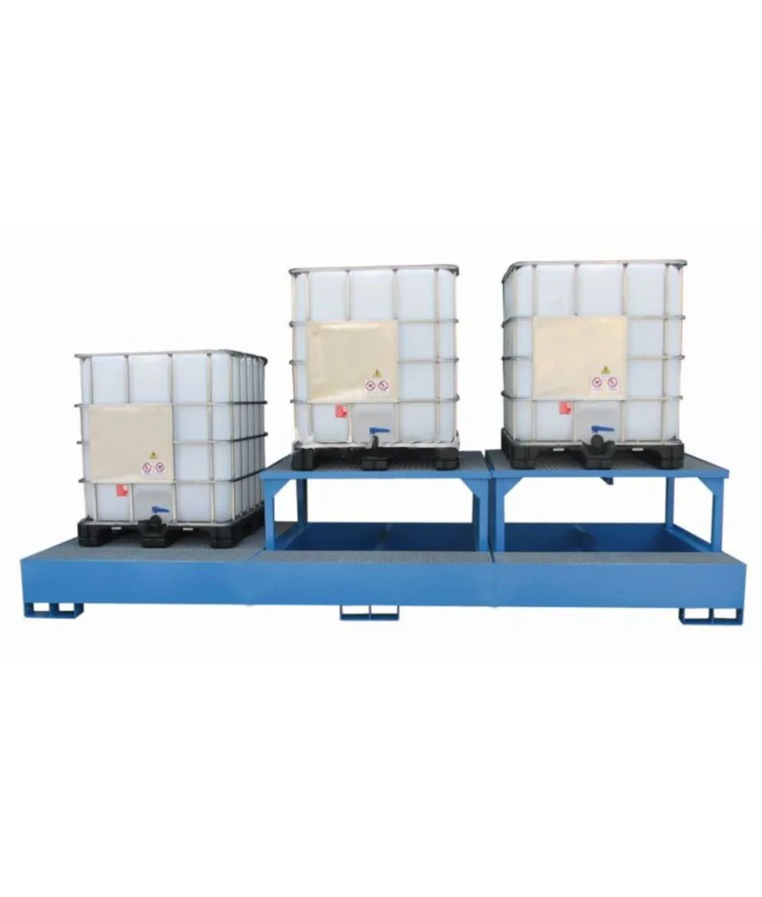 Vasca con 2 rialzi per 3 cisternette da 1000 litri, volume di raccolta 1550 L