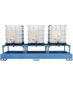 Vasca con 3 rialzi e protezione zincata per 3 cisternette da 1000 litri