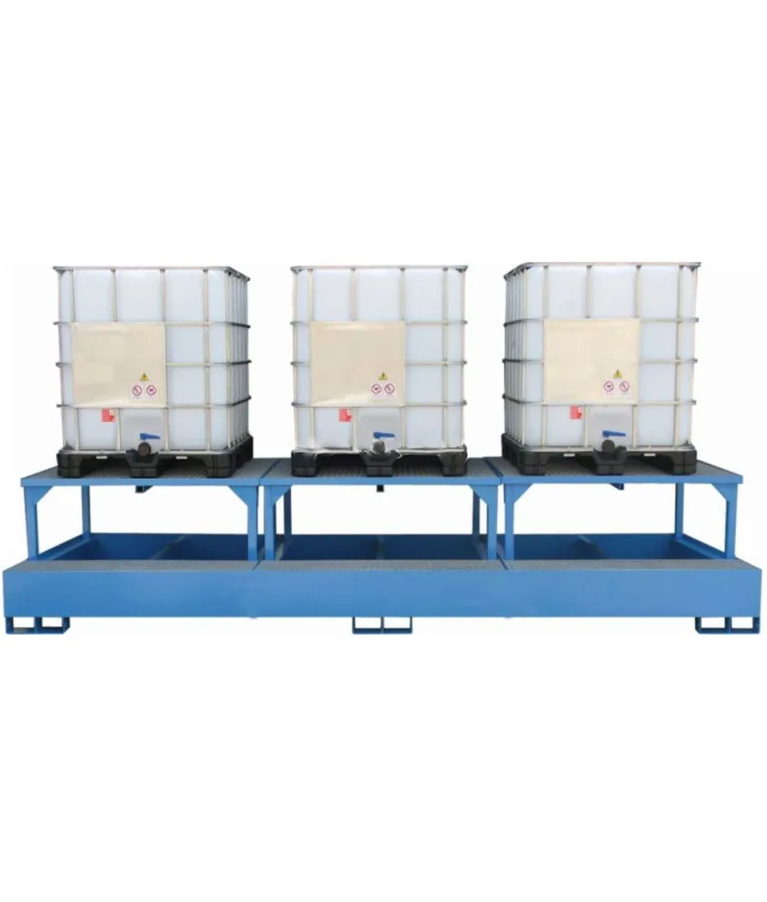 Vasca con 3 rialzi per 3 cisternette da 1000 litri, volume di raccolta 1550 L