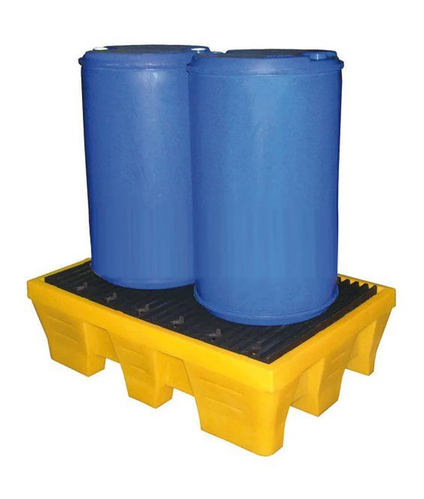 Vasca contenimento per fusti, Polietilene - per 2 fusti da 200 litri su griglia o direttamente su pallet - volume di raccolta 240 L