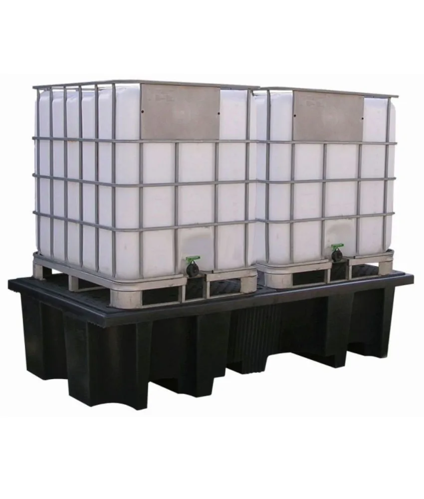 Vasca di raccolta in plastica per 2 cisterne, Poiletilene serie Eco - per 2 cisterne 1000 litri - dimensioni 250 x 130 x 53 cm