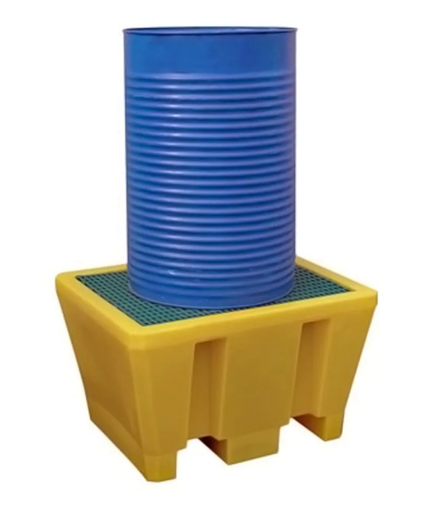 Vasca di raccolta per 1 fusto 200 litri, Polietilene - resistente ai raggi UV - compatibile con prodotti chimici