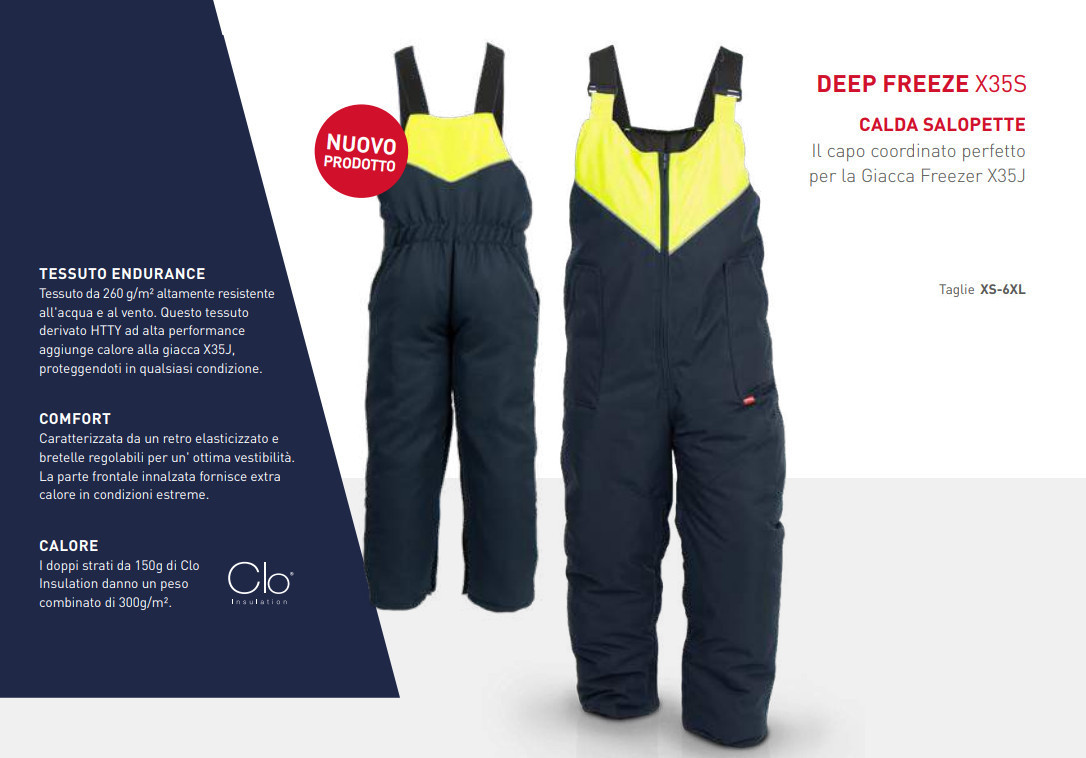 Salopette da lavoro Deep Freeze X35S: dettagli tecnici