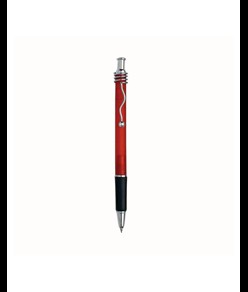 Penna a scatto fusto satinato, con clip in metallo ondulata e impugnatura gommata