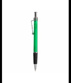 Penna a scatto fusto satinato, con clip in metallo ondulata e impugnatura gommata