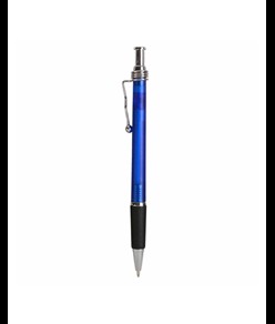 Penna a scatto fusto satinato, con clip in metallo ondulata e impugnatura gommata