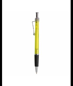 Penna a scatto fusto satinato, con clip in metallo ondulata e impugnatura gommata