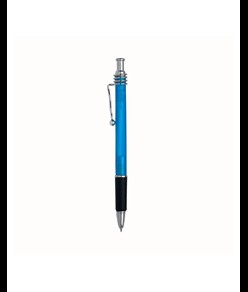 Penna a scatto fusto satinato, con clip in metallo ondulata e impugnatura gommata