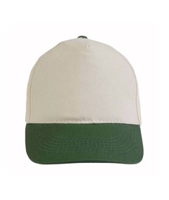 Cappellino in cotone naturale, 5 pannelli con visiera colorata Cappellino in cotone naturale, 5 pannelli con visiera colorata