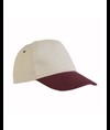Cappellino in cotone naturale, 5 pannelli con visiera colorata