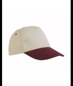 Cappellino in cotone naturale, 5 pannelli con visiera colorata