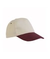 Cappellino in cotone naturale, 5 pannelli con visiera colorata Cappellino in cotone naturale, 5 pannelli con visiera colorata