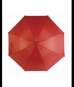 Ombrello automatico tinta unita, fusto e puntale in acciaio, manico curvo in legno