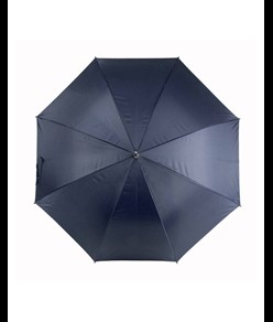 Ombrello automatico tinta unita, fusto e puntale in acciaio, manico curvo in legno