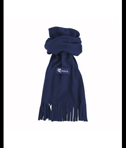 Sciarpa in polar, con frange ed etichetta personalizzabile