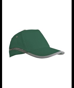 Cappellino ad alta visibilità in cotone, 5 pannelli con bande e chiusura catarifrangenti