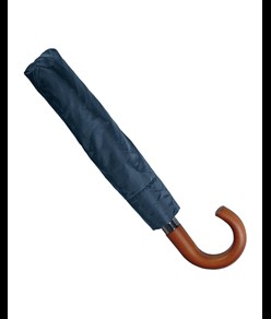 Ombrello automatico a pulsante con manico curvo in legno e astuccio in tinta