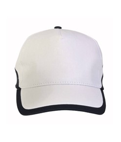 Cappellino in cotone, 5 pannelli, base bianca e bordi colorati Cappellino in cotone, 5 pannelli, base bianca e bordi colorati