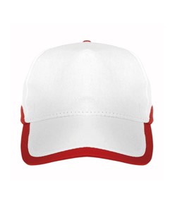 Cappellino in cotone, 5 pannelli, base bianca e bordi colorati Cappellino in cotone, 5 pannelli, base bianca e bordi colorati