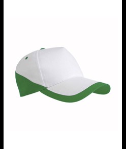 Cappellino in cotone, 5 pannelli, base bianca e bordi colorati