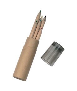 Set di 6 matite in legno colorate a sezione esagonale in confezione cilindrica di cartone