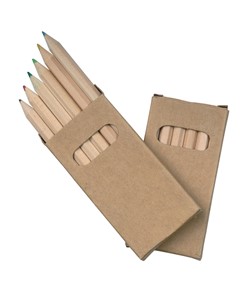 Set di 6 matite in legno colorate a sezione esagonale, in scatola di cartone