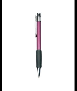 Penna a scatto in plastica, con clip in metallo e impugnatura gommata