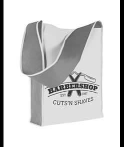 Shopper bicolore in TNT, tracolla e soffietto Handle