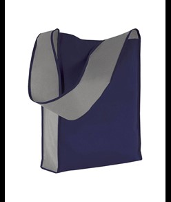 Shopper bicolore in TNT, tracolla e soffietto Handle
