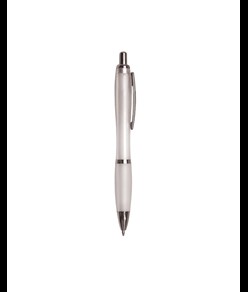 Penna a scatto in plastica, con fusto colorato e impugnatura gommata in tinta