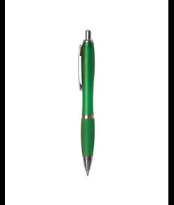 Penna a scatto in plastica, con fusto colorato e impugnatura gommata in tinta