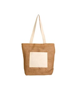 Shopper con soffietto alla base in Juta con manici e tasca esterna (18 x 15 cm) in cotone Handle Shopper con soffietto alla base in Juta con manici e tasca esterna (18 x 15 cm) in cotone Handle
