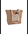 Shopper con soffietto alla base in juta con manici e tasca esterna (18 x 15 cm) in cotone Handle