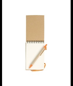 Block notes ad anelli in carta riciclata, fogli bianchi (70 pag.) con penna in cartone